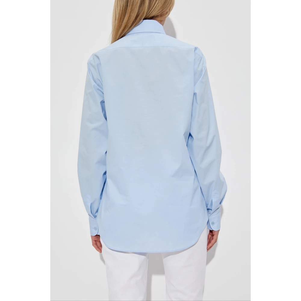 Moschino Katoenen shirt met geborduurd logo Blue Dames