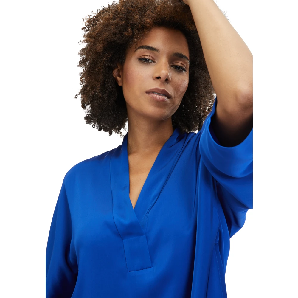 Vera Mont Elegante Blouse Shirt met Zijsplitten Blue Dames