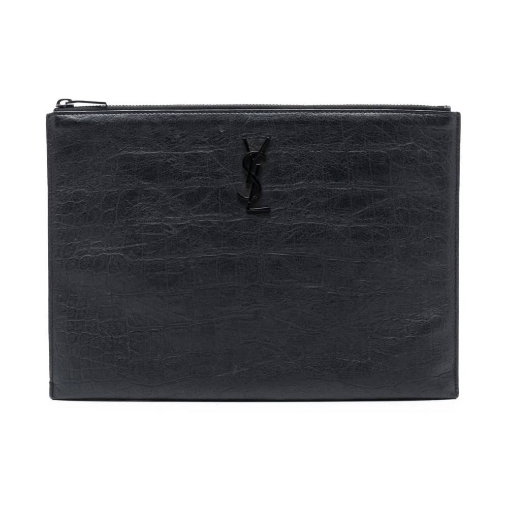 Saint Laurent Vintage Women's Black Pre-Owned Leather Pouch
