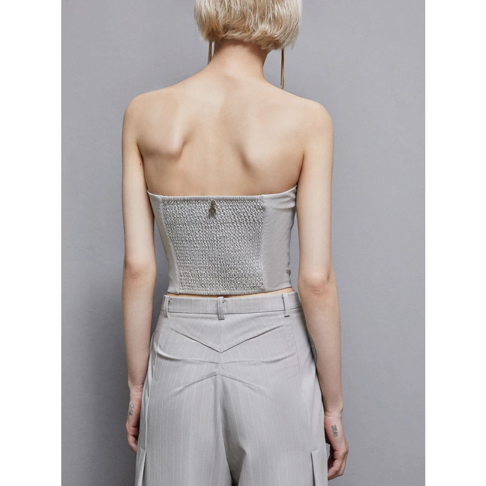 PATRIZIA PEPE Grijze Gestreepte Mouwloze Top Gray Dames