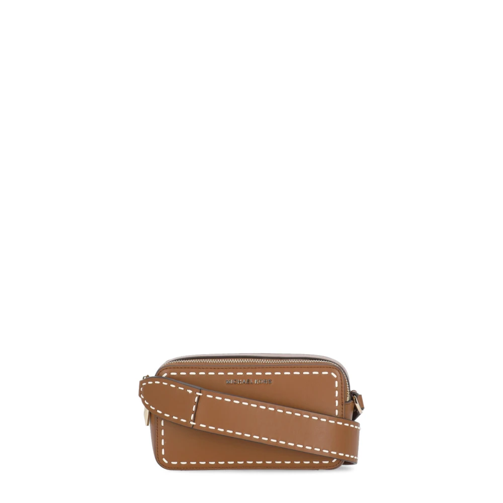 Michael Kors Bruine leren schoudertas met ritssluitingen Brown Dames