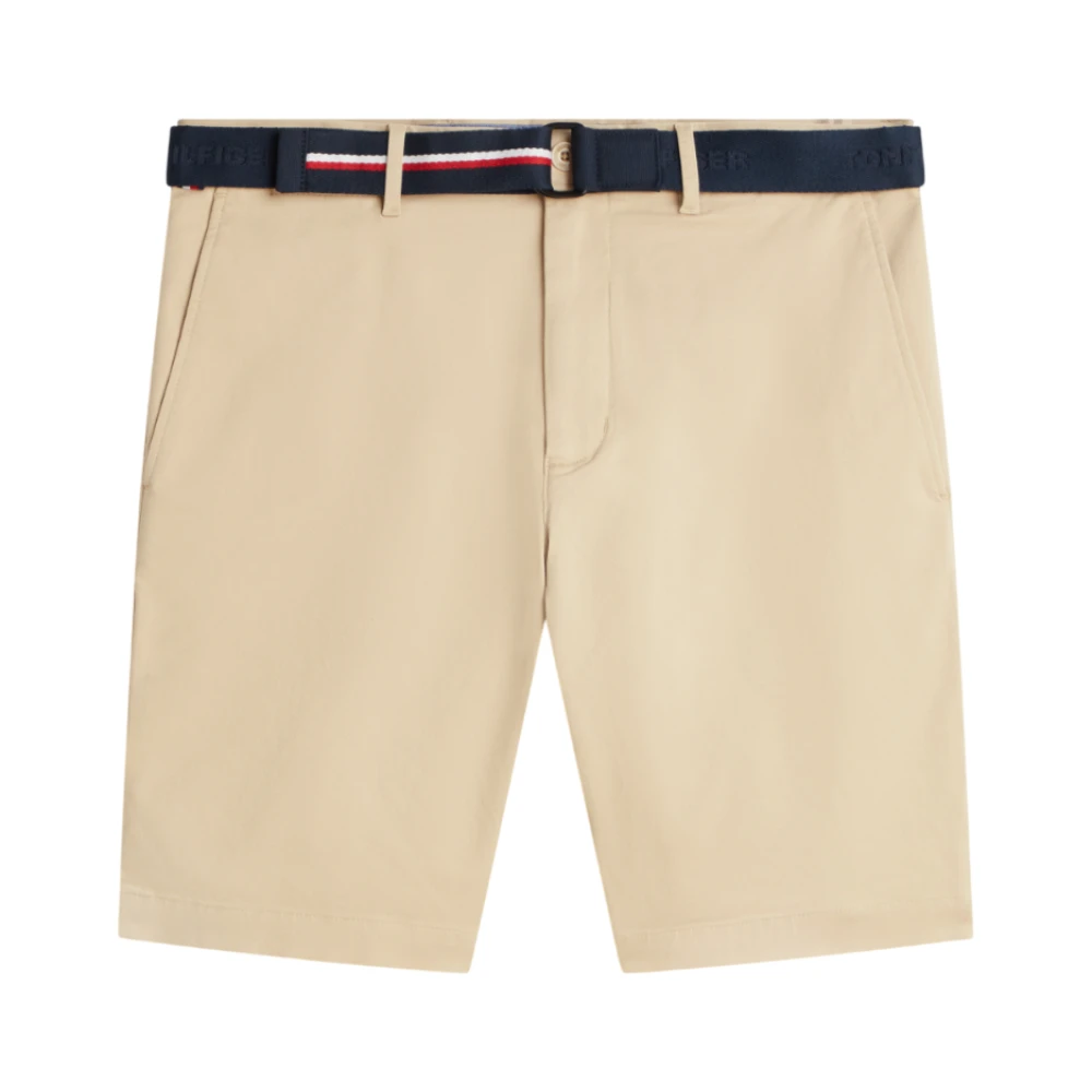 Tommy Hilfiger Men's Beige Casual Shorts, W36, Denton Belted Twill Slim 9.5 Inseam Shorts
