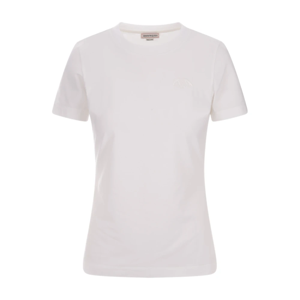 Alexander mcqueen Wit Slim Fit T-shirt met Seal Logo White Dames