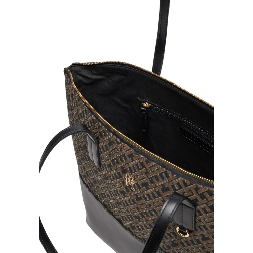 Tommy Hilfiger Jacquard Tote Tas Herfst Winter Collectie Black Dames