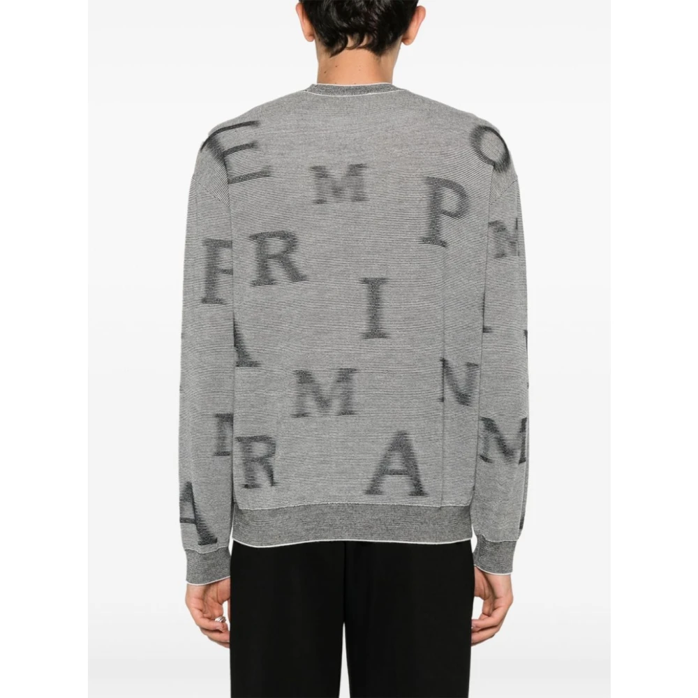 Emporio Armani Blauwe Wollen Trui Horizontale Strepen Blue Heren