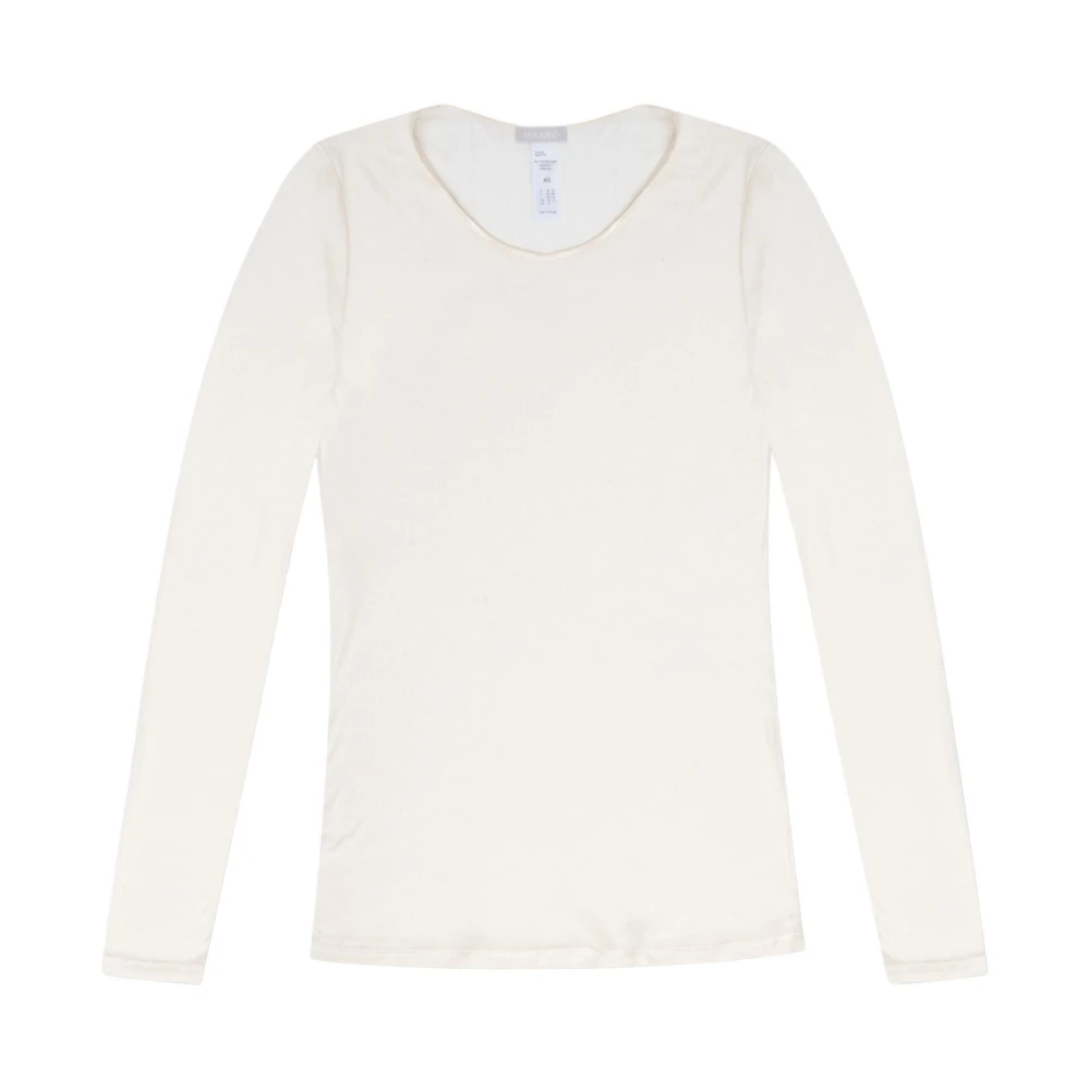 Hanro Zijden top met lange mouwen White Dames