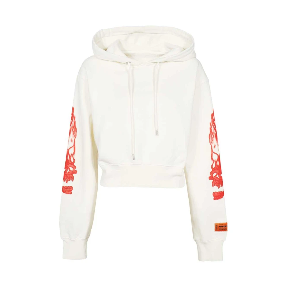 Heron Preston Verstelbare Katoenen Hoodie White Dames