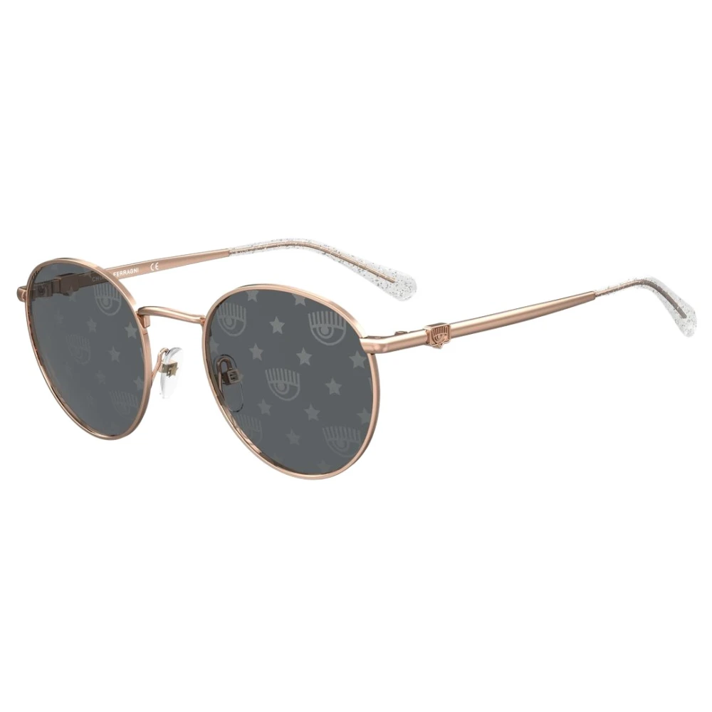 Glamorøse runde metall solbriller med Eyelike logo og morsomme stjerner