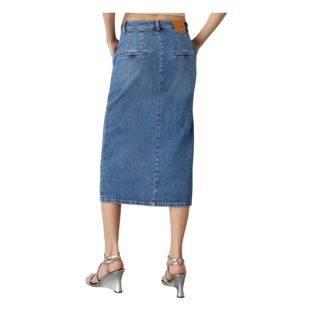 Marella Denim Midi Rok Cast Blue Jeans Blue Dames