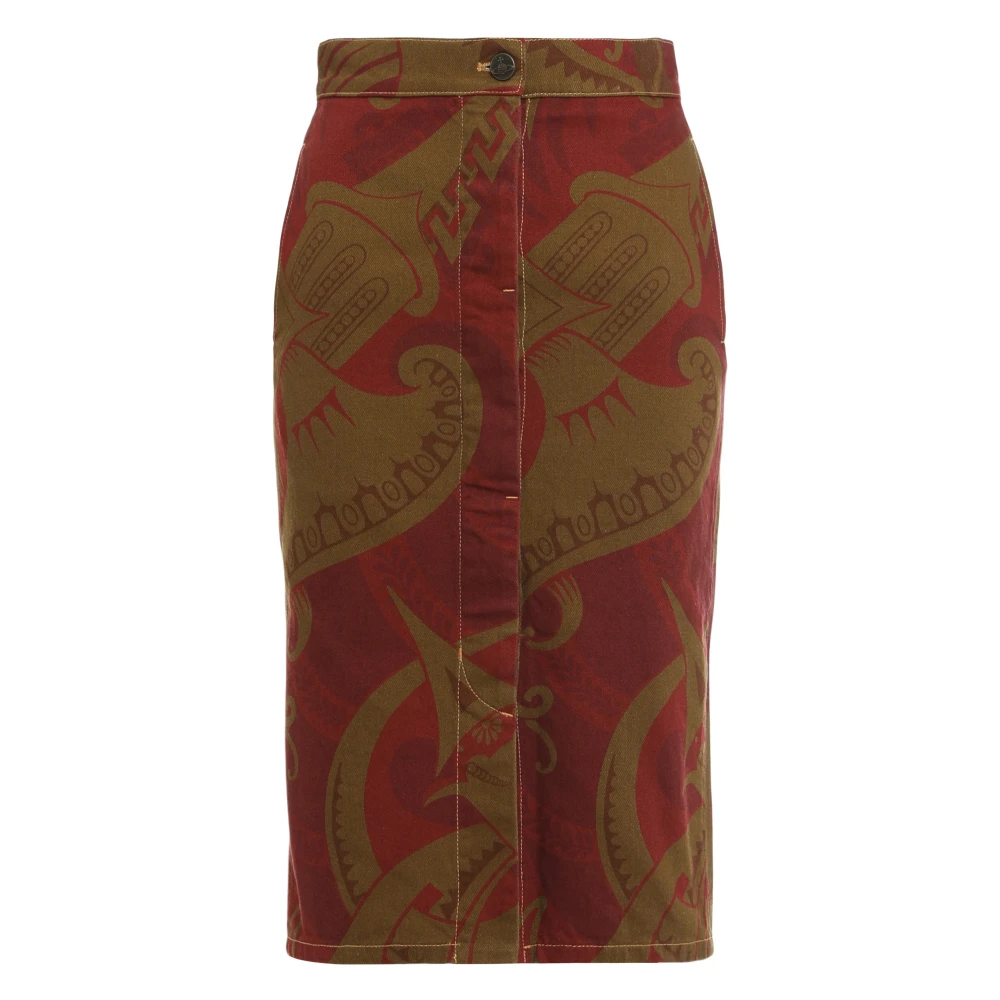 Vivienne Westwood Women's Red Midi Printed Cotton Skirt - Pencil Skirts - W27 - Skirts