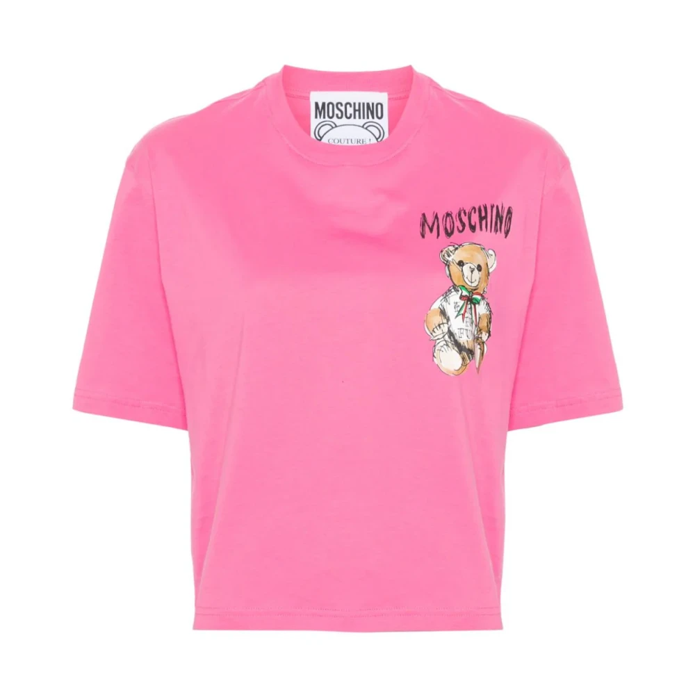 Moschino Roze Logo Print T-shirts en Polos Pink Dames