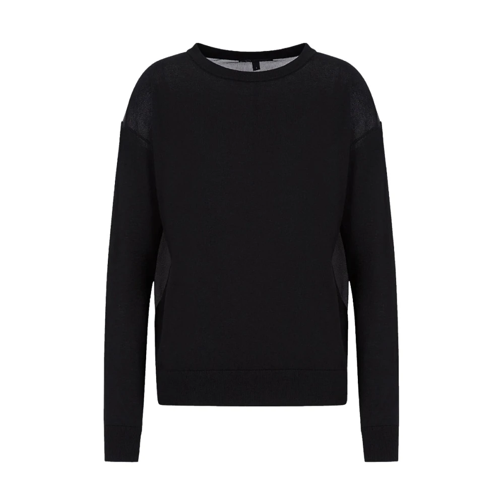 Armani Exchange Katoenmix Crewneck Sweater met Logo Black Dames