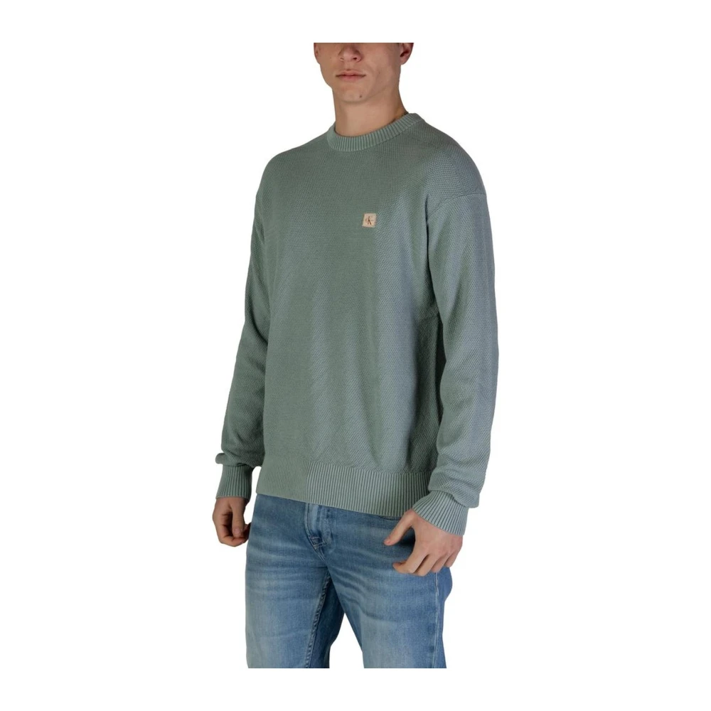 Calvin Klein Jeans Groene Katoenmix Trui met Details Green Heren