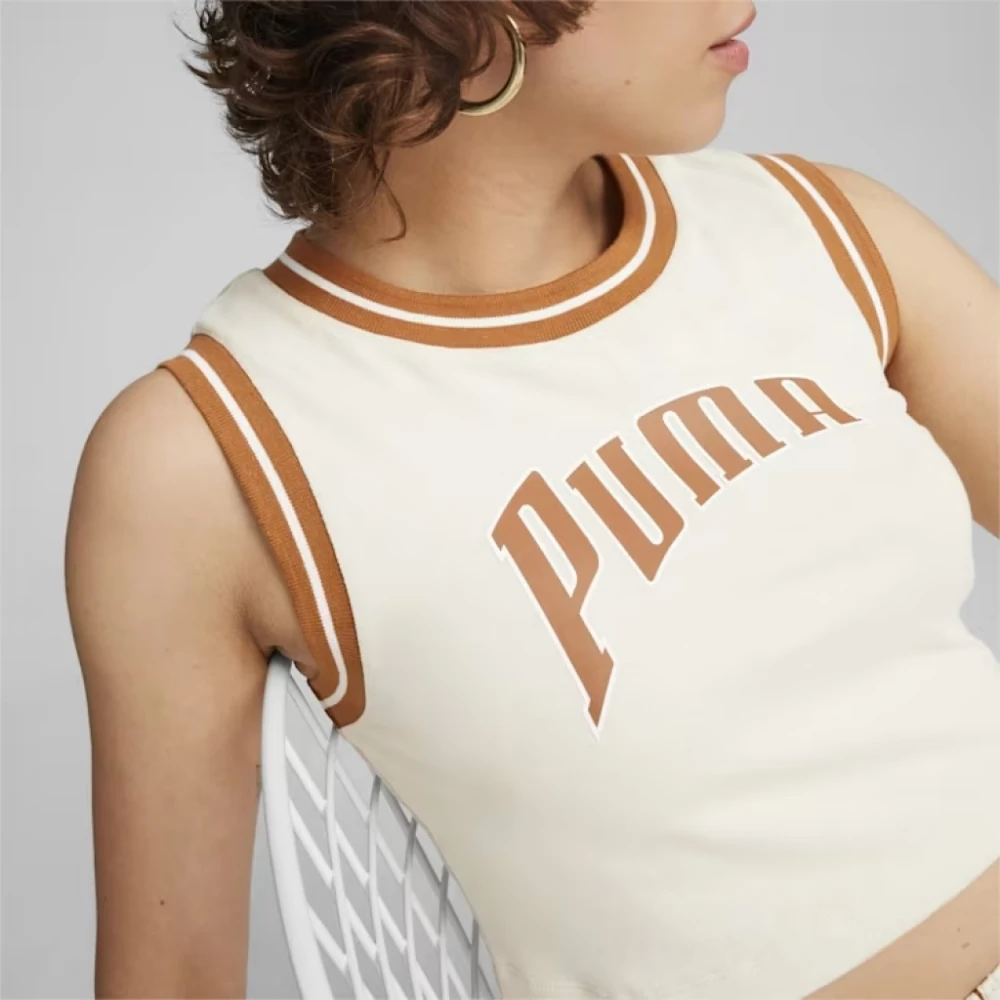 Puma Grafische Cropped Tee Shirt White Dames