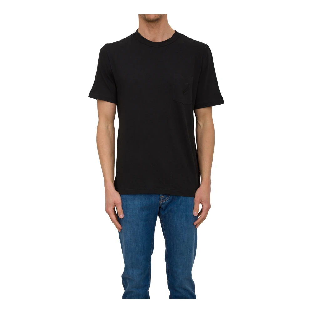 Jacob Cohën Men's Black Ribbed Crew Neck T-Shirt With Pocket