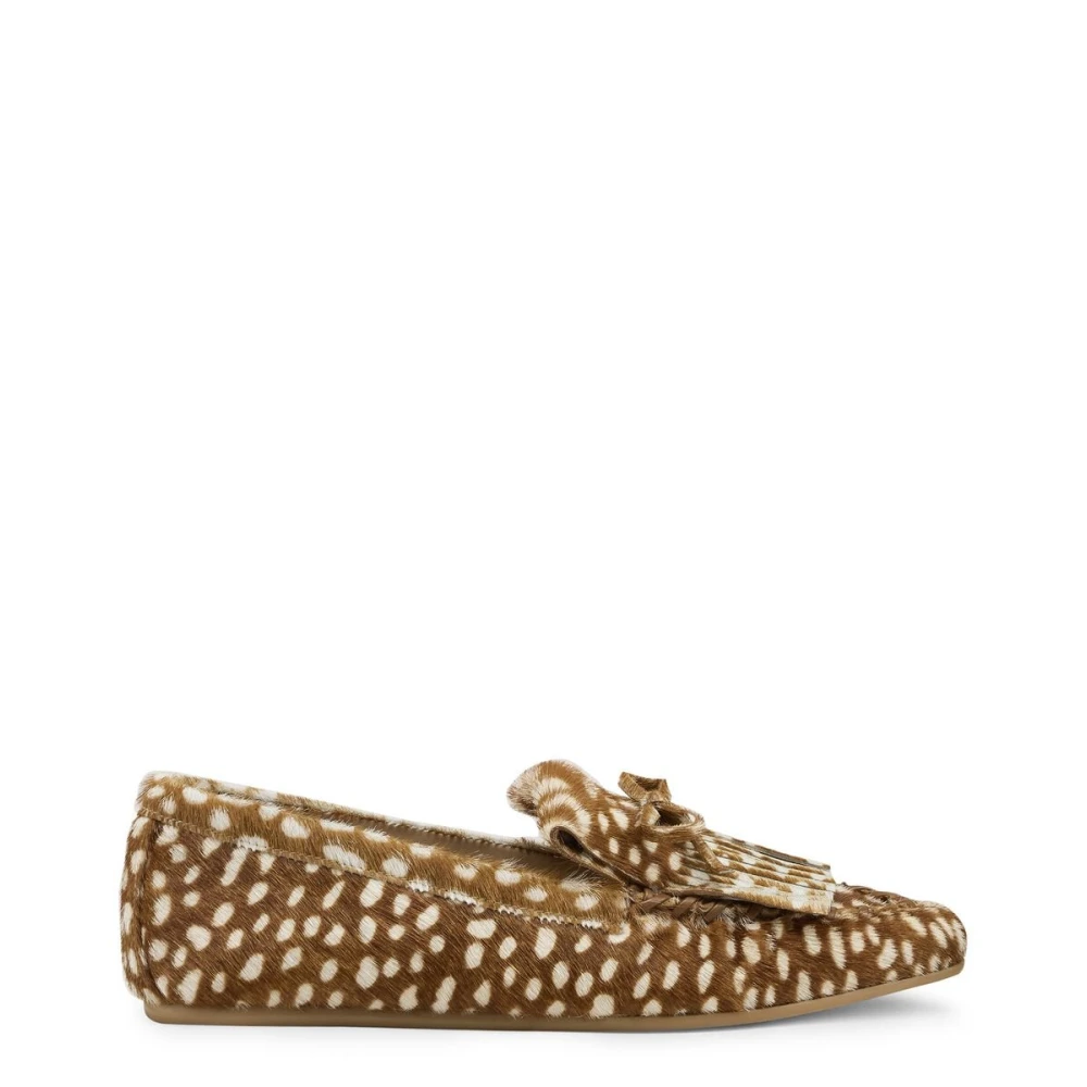 Stuart Weitzman Brown Loafers, Female, 4 1/2 Uk, Britt Fringe Moccasin