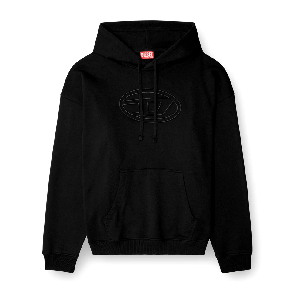 Diesel Biologische Katoenen Sweatshirt met Oval-D Logo Black Heren