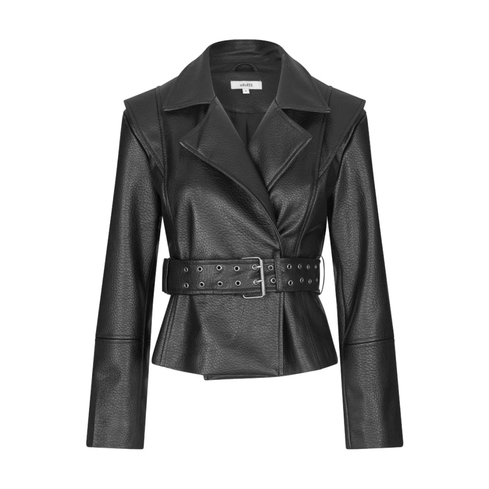 MbyM Vegan leren jas met riem Black Dames