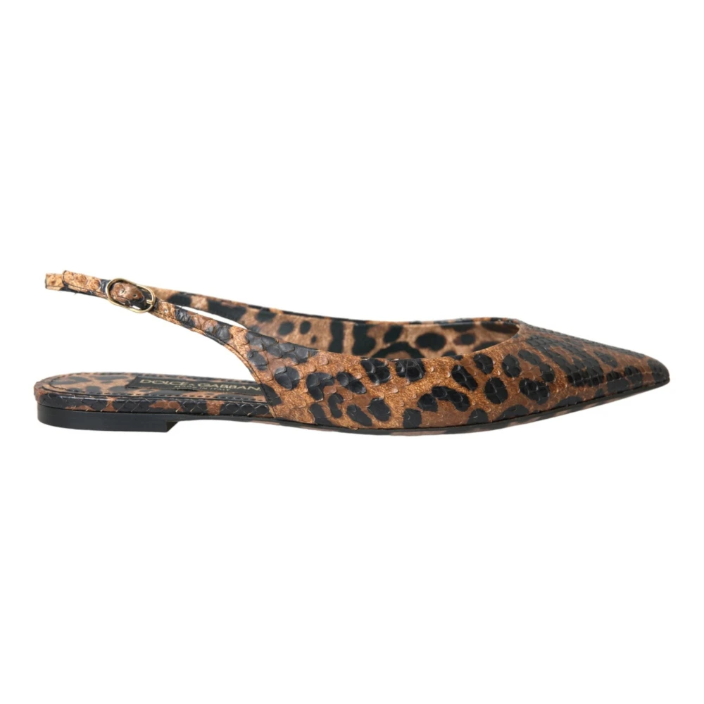 Dolce & Gabbana Women's Multicolor Ballerina Shoes, 6 Uk, Leopard Exotic Skin Slingback Shoes