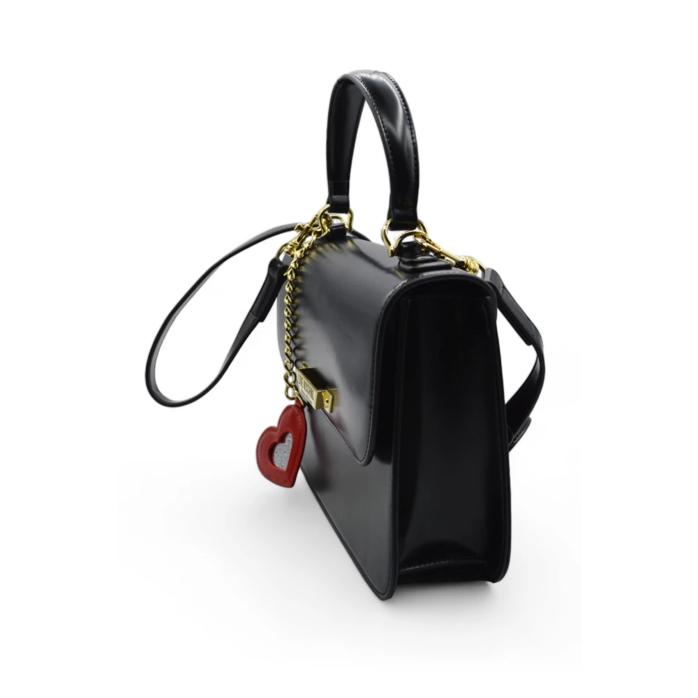 Love Moschino Iconische Schoudertas Glanzende Hartketting Black Dames