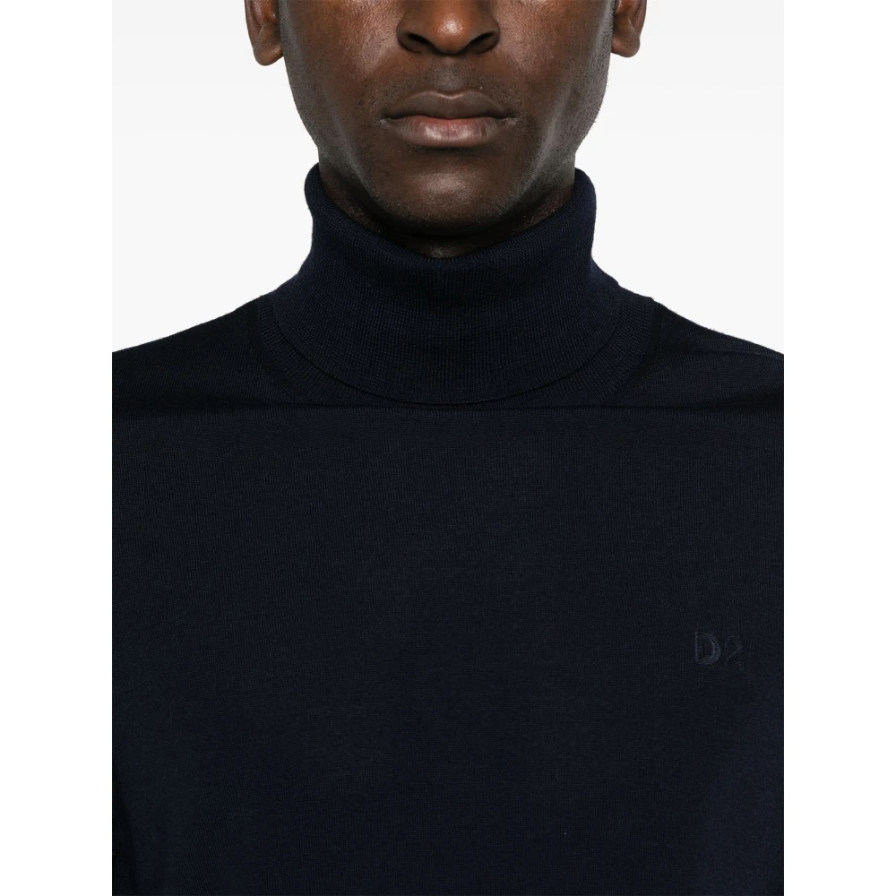 Dsquared2 Blauwe Basic Coltrui Sweater Blue Heren