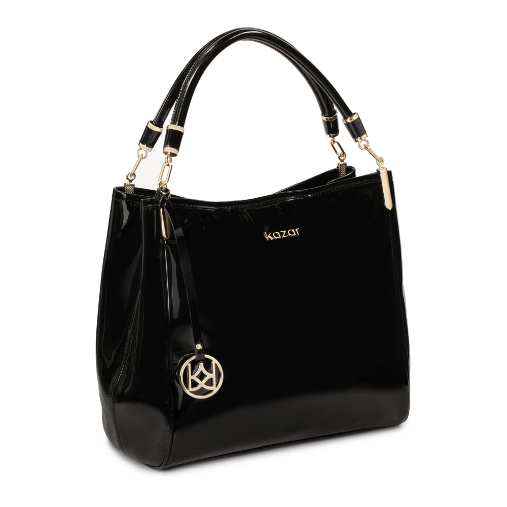 Kazar Gelakte schoudertas met sleutelhanger Black Dames