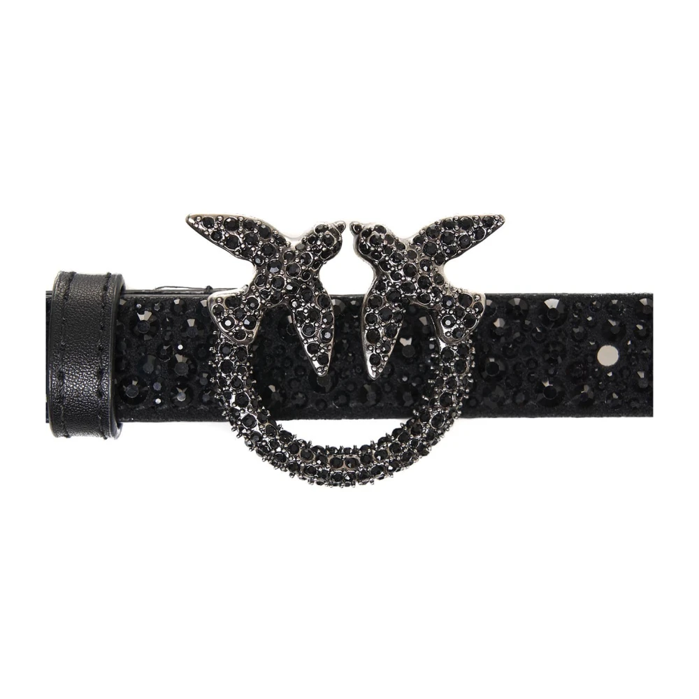 pinko Strass Love Berry Leren Riem Gray Dames