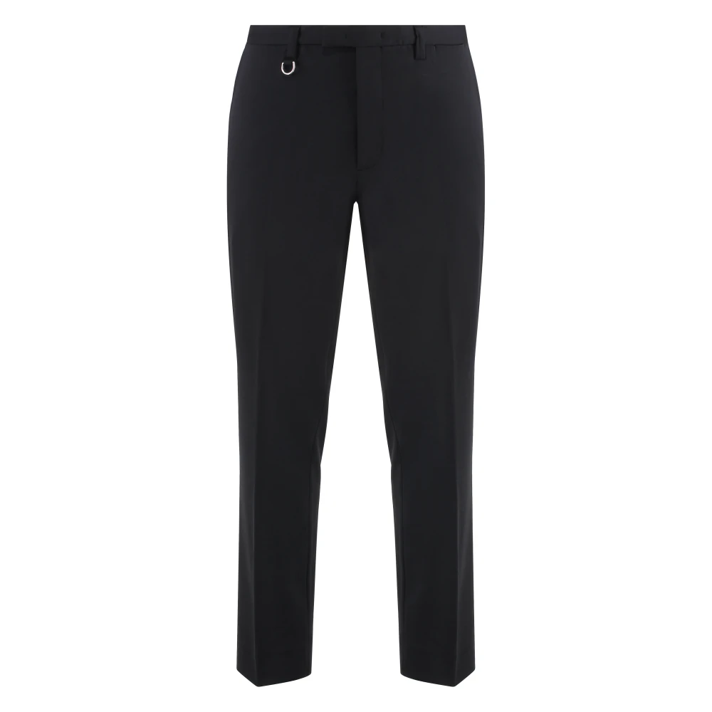 Paolo Pecora Men's Black Slim Fit Chino Trousers - Slim-Fit Trousers - L - Trousers