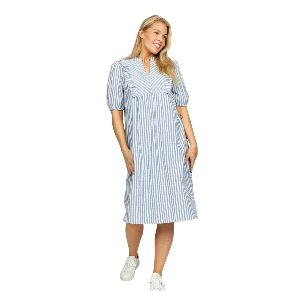 2-Biz Blauwe Jurk Iben.Sp24 met Ruchedetails Multicolor Dames
