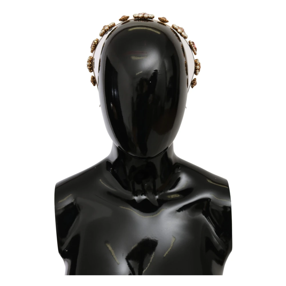 Dolce & Gabbana Kristallen Parel Diadeem Hoofddeksel Yellow Dames