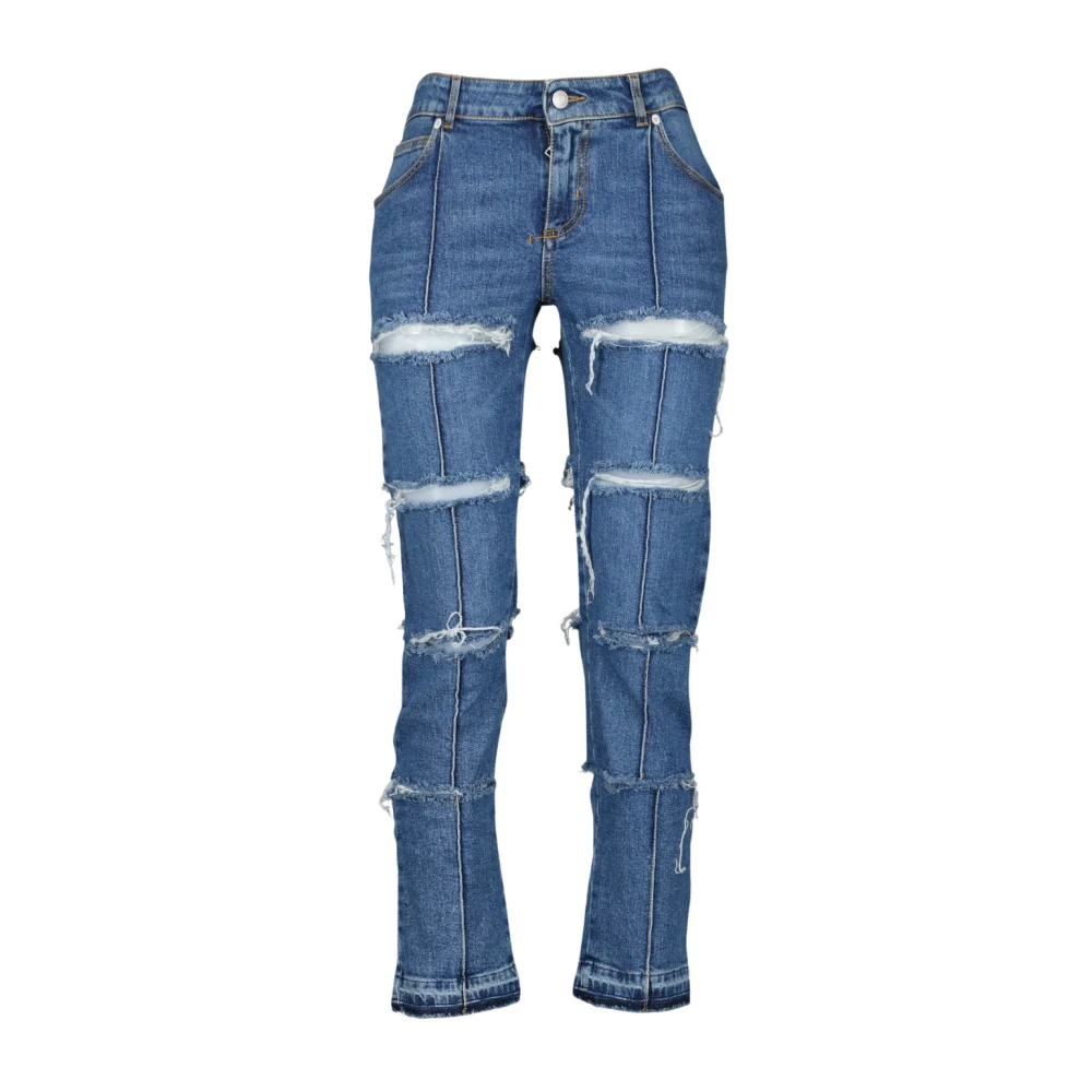 Alexander mcqueen Versleten Slim-fit Denim Jeans Blue Dames
