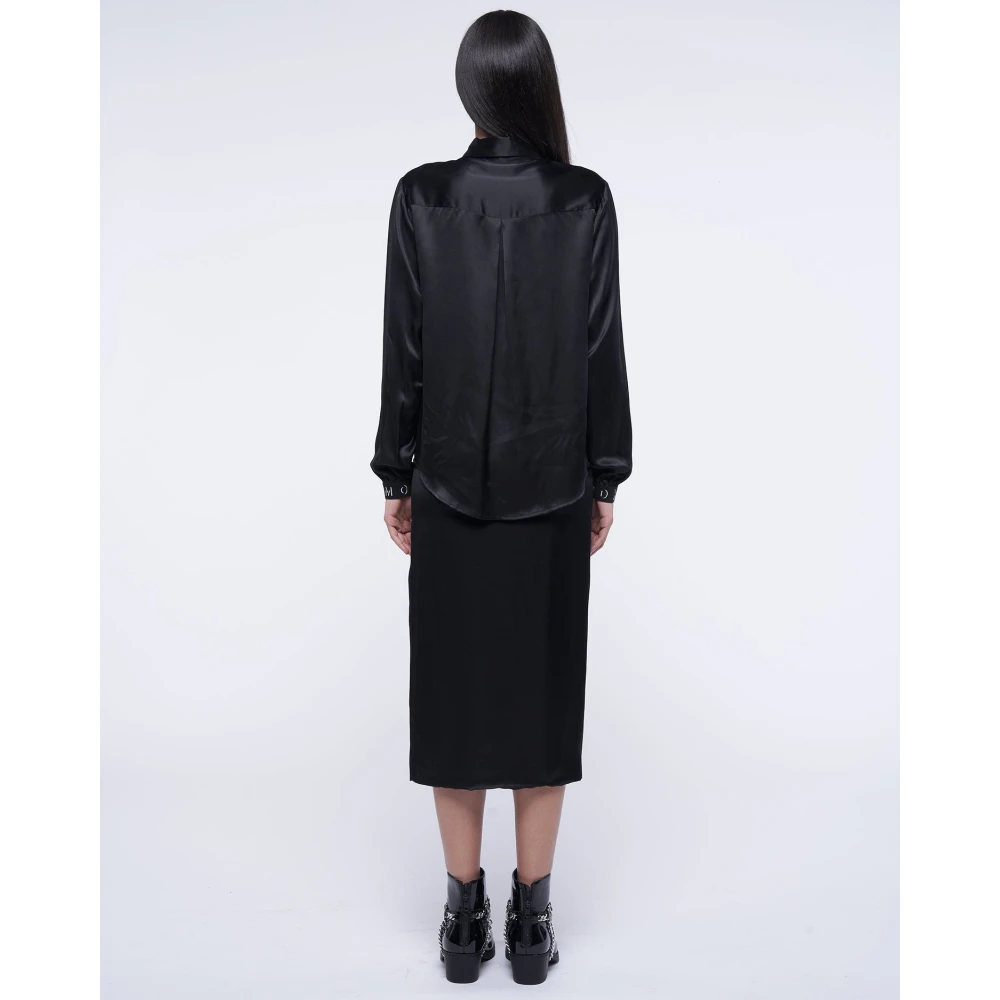 John Richmond Satijnen Pofmouw Blouse Black Dames
