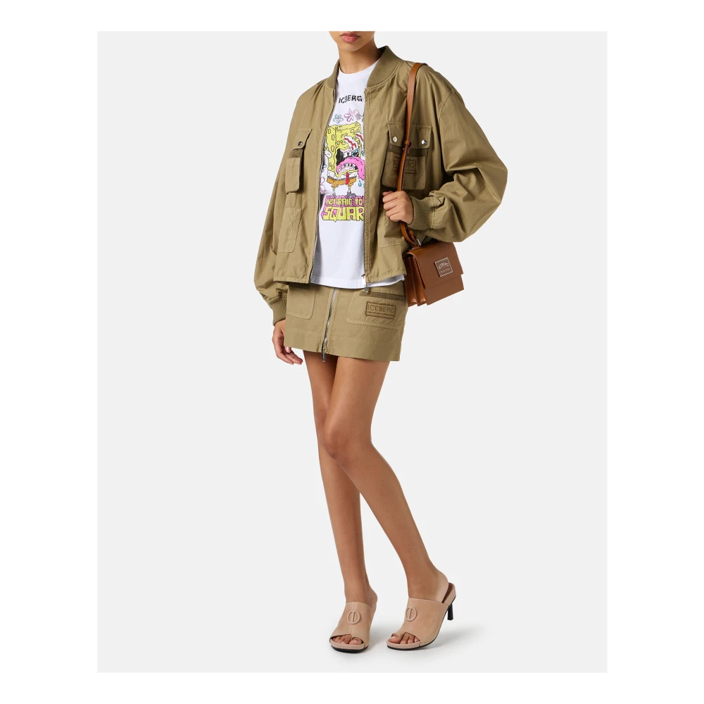 Iceberg Wit katoenen T-shirt met mix van prints en Spongebob patches White Dames