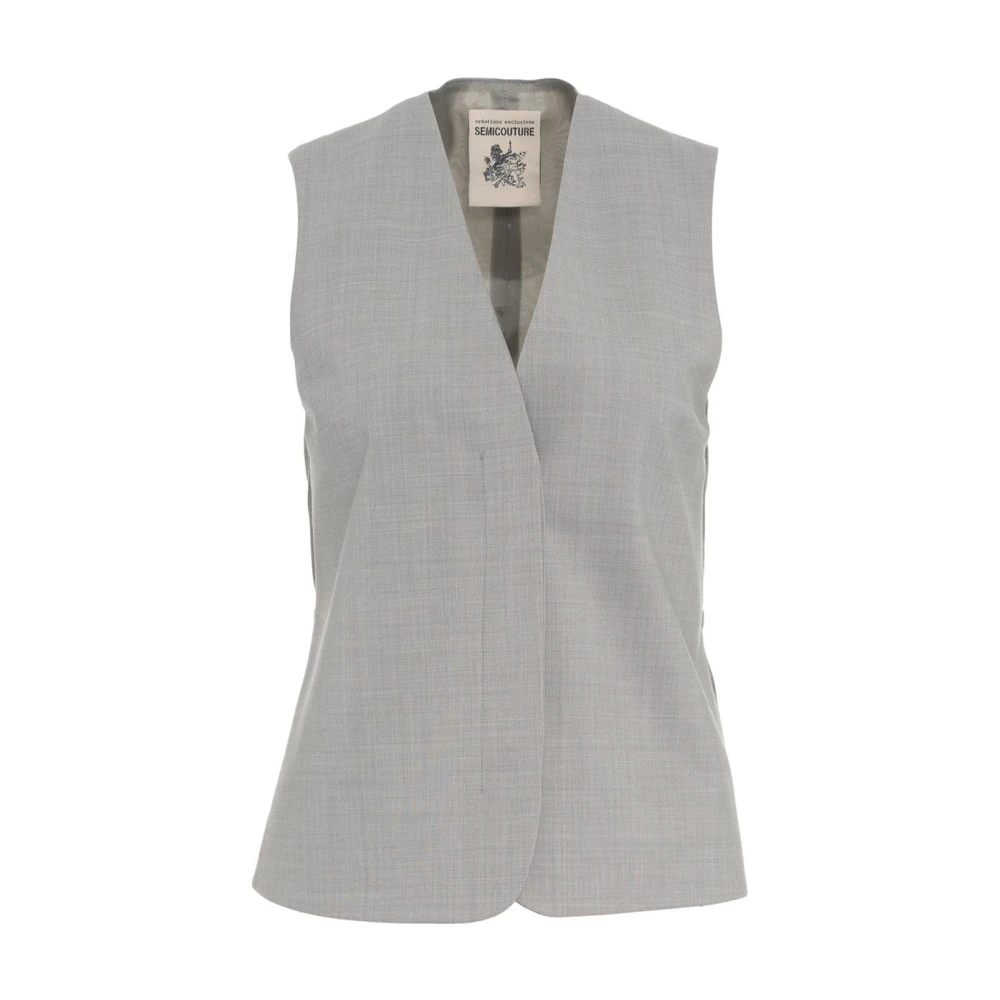 Semicouture Grijze Wollen Blend Vest Chic Stijl Gray Dames