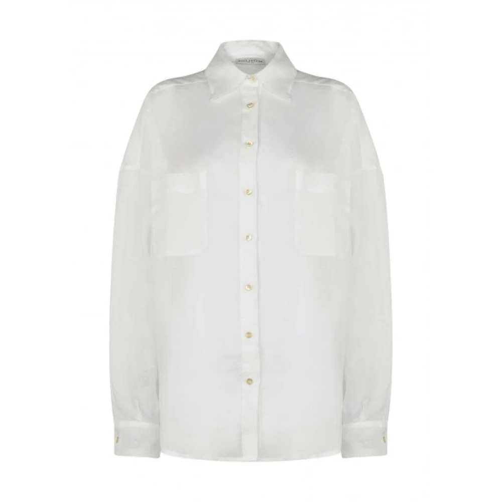 Ballantyne Lichtgewicht Transparante Shirt met Parelknopen White Dames