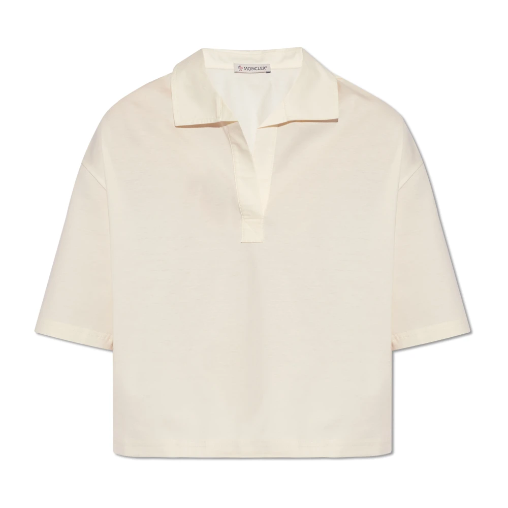 Moncler Polo shirt med logopatch Beige, Dam