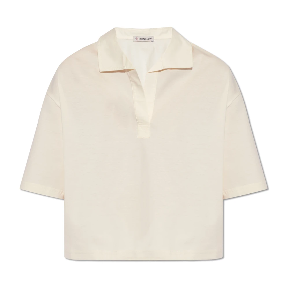Moncler Polo shirt met logo-patch Beige Dames