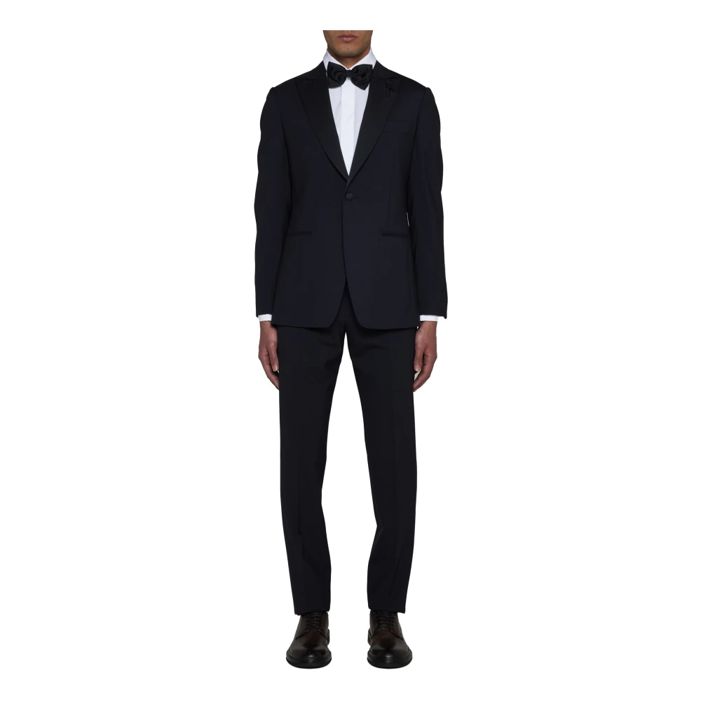 Lardini Navy Blauw Wolmix Getailleerd Jasje Blue Heren