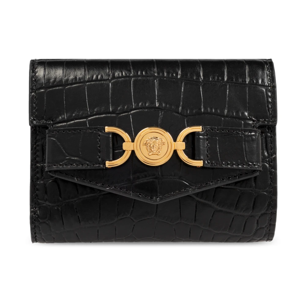 Versace Leren portemonnee Black Dames