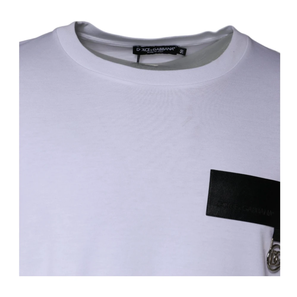 Dolce & Gabbana Witte Katoenen Crew Neck T-shirt met Logo White Heren