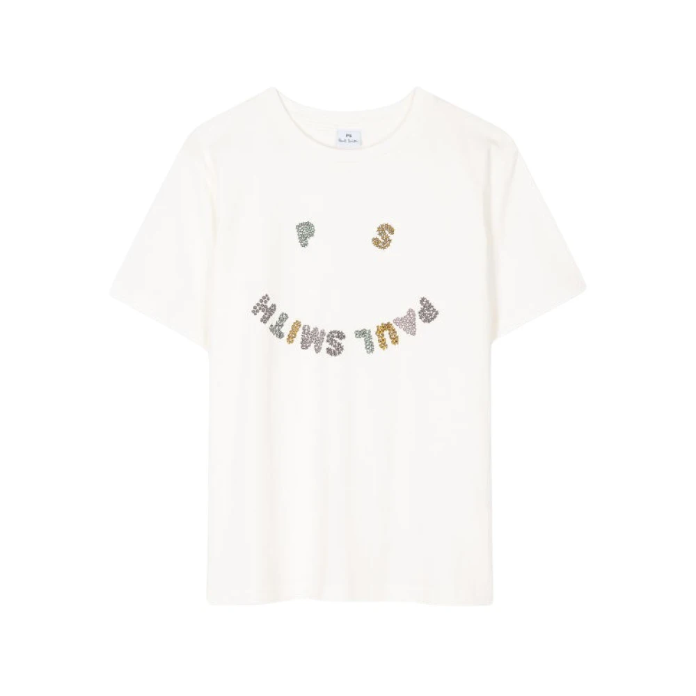 PS By Paul Smith Ekologisk Bomull Grafisk T-shirt White, Dam