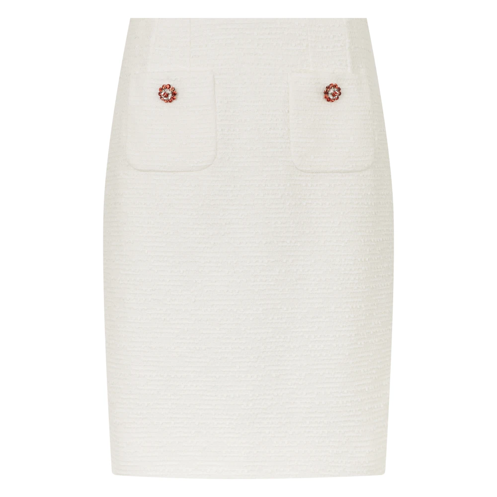 Dolce & Gabbana White Tweed Skirt With Jewel Buttons - Female - Midi Skirts - L - Skirts