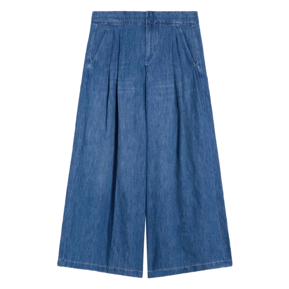 Max Mara Women's Blue Pantalone In Denim - Wide Jeans - Xs - Jeans