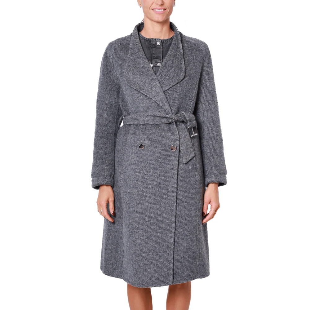 Liu Jo Grijze Wollen Blend Double-Breasted Jas Gray Dames