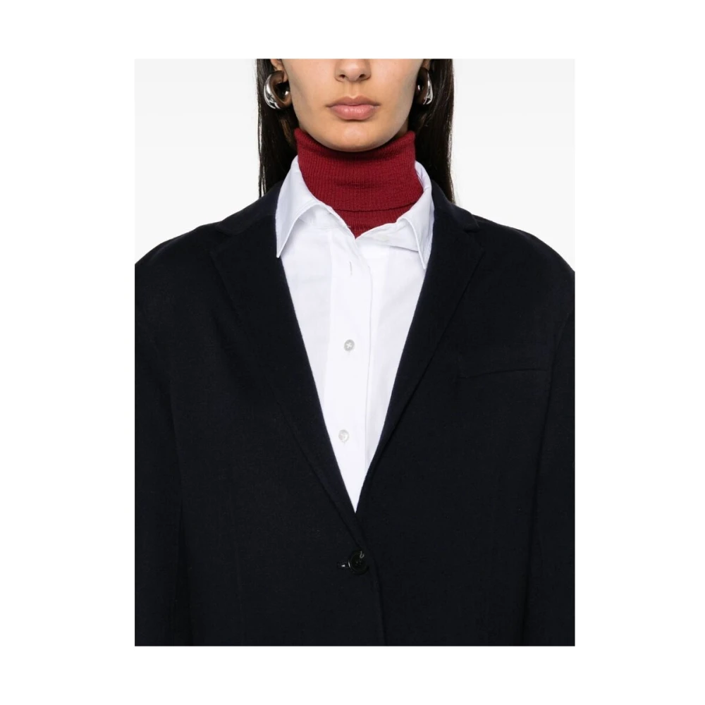 Theory Navy Blauwe Kasjmier Jas Blue Dames