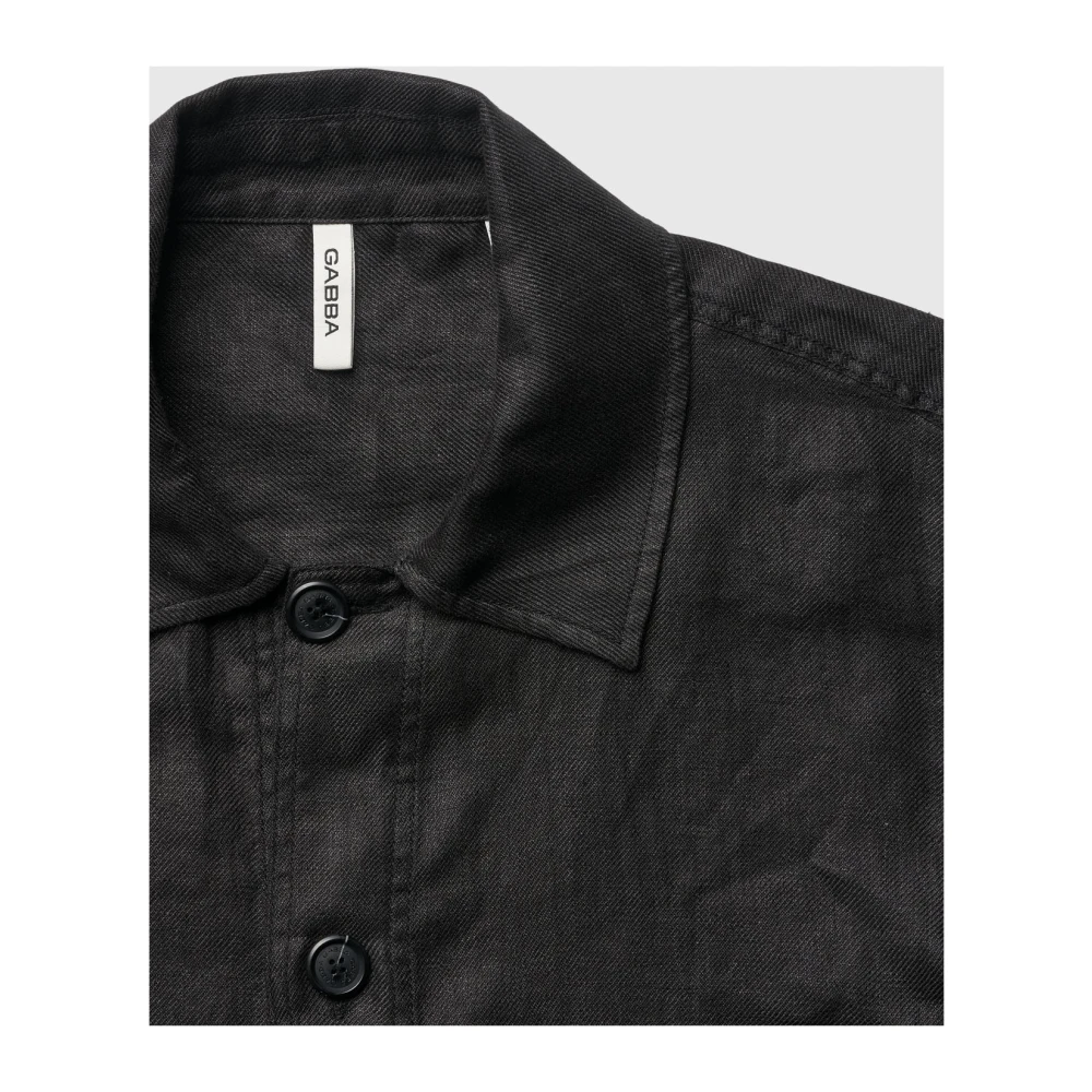 Gabba Zwart Linnen Overhemd Lange Mouw Black Heren