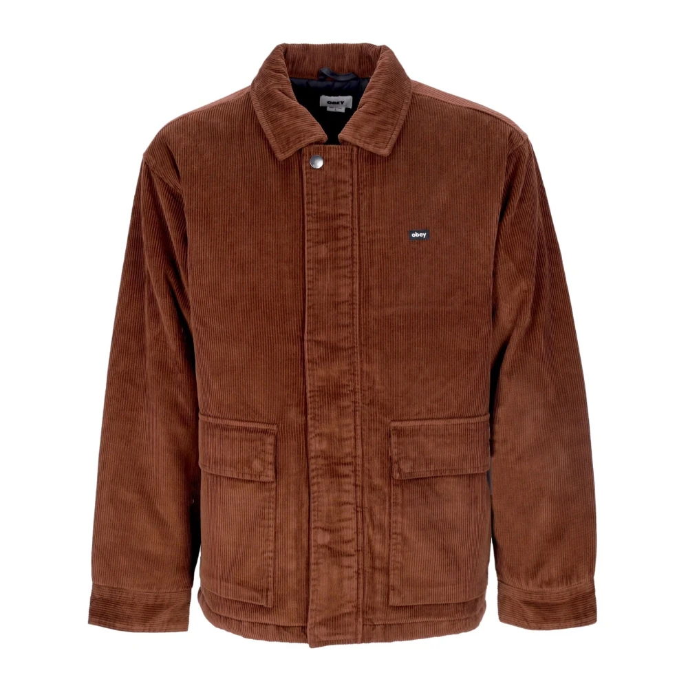 Obey Fluwelen Werkjas met Gewatteerd Interieur Brown Heren