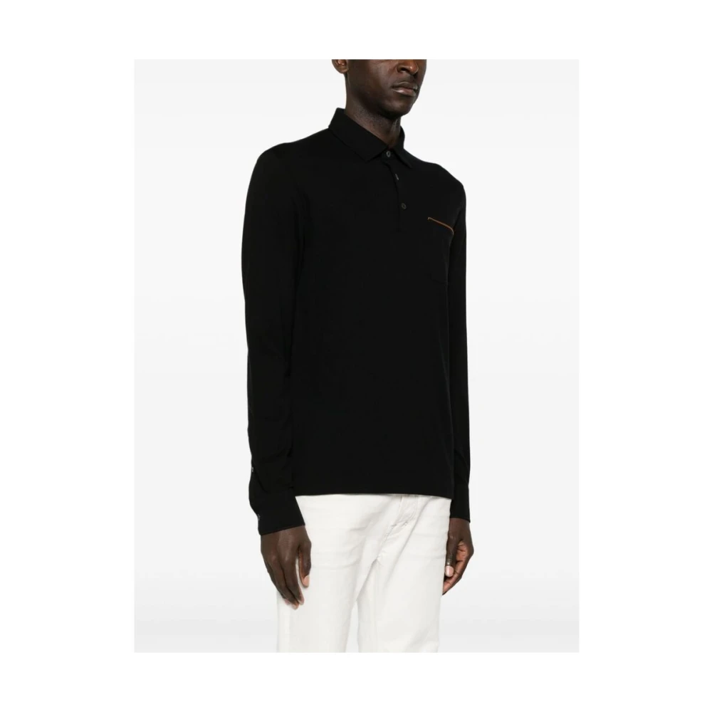 Ermenegildo Zegna Zwarte Katoenen Piqué Polo Sweater Black Heren