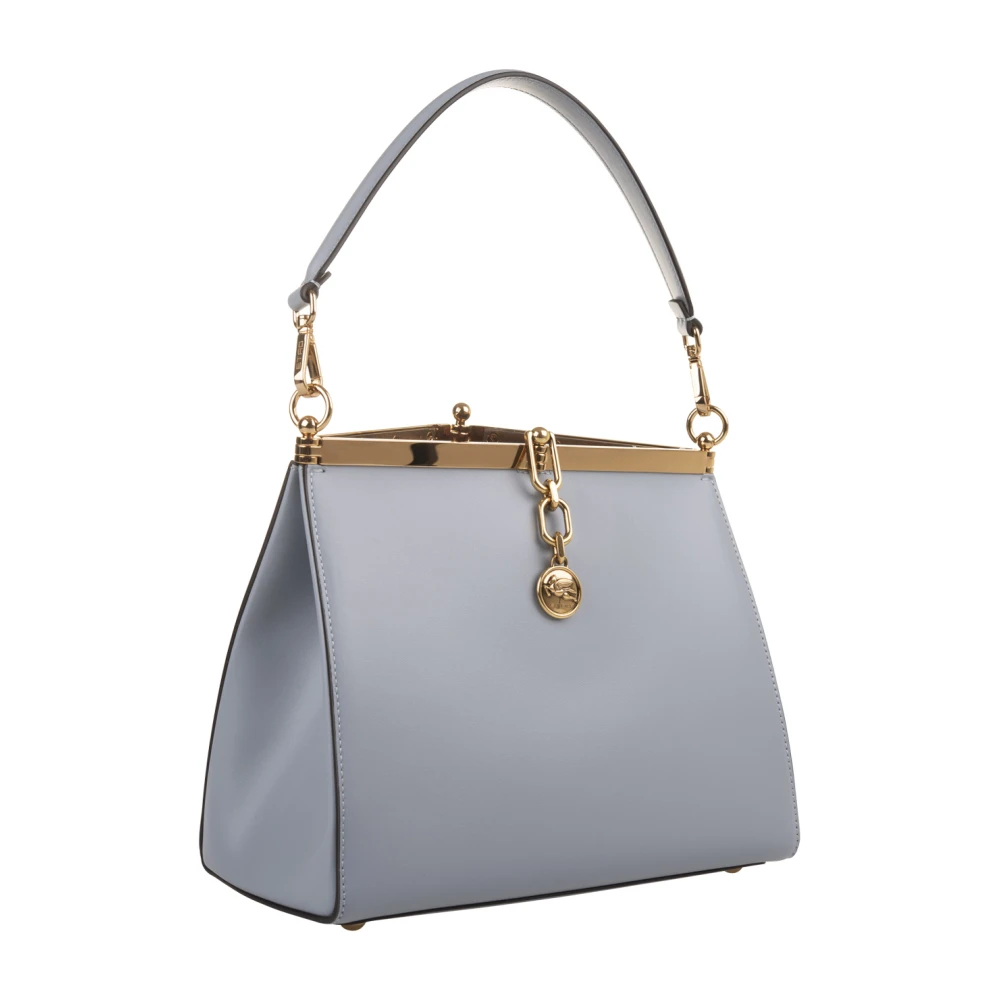 ETRO Blauwe Leren Vela Tas met Metalen Ketting Sluiting Blue Dames
