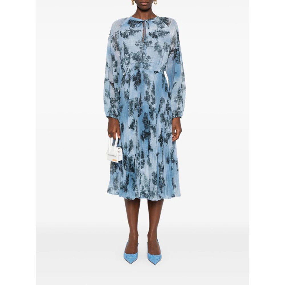 Ermanno Scervino Bloemenprint Midi Jurk Blue Dames